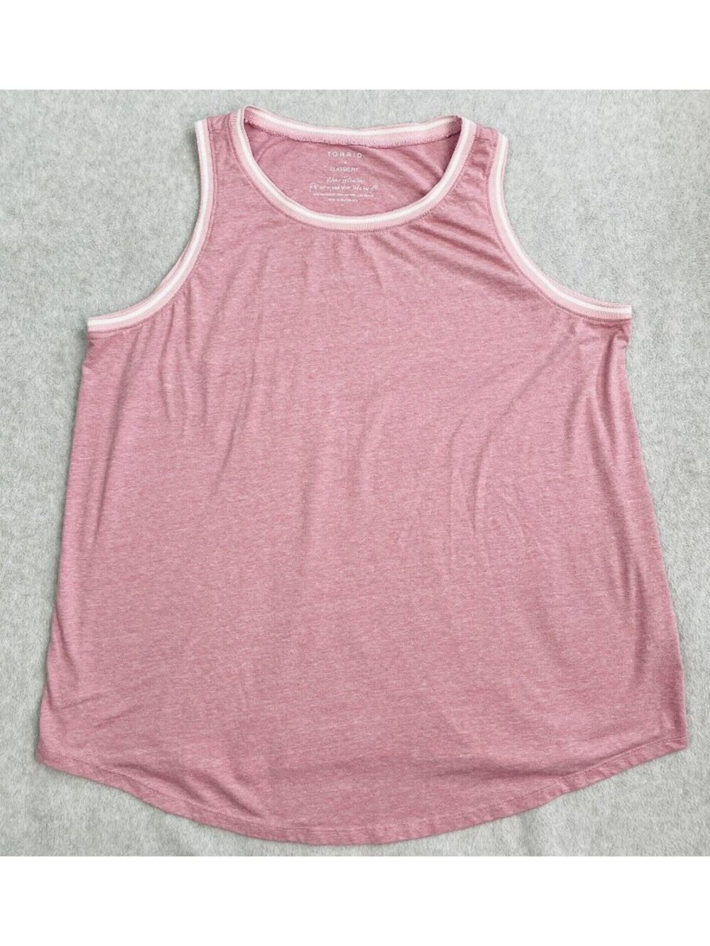 Torrid Triblend Sleeveless Scoop Neck Ringer Tank top Pink Mauve Size 2X